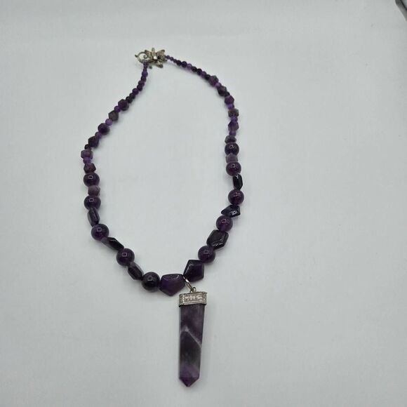 Amethyst Chakra Pendant Necklace Beads Stone Artsy Whimsy - Picture 4 of 5
